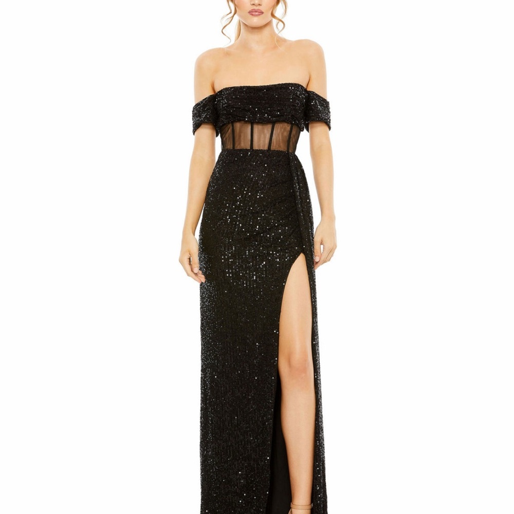 Elegant Black Sequin Gown- MacDuggal